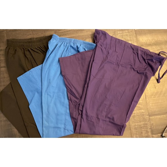 Scrubs Pants - Lot of 3- Blue, Black, Purple - Sz S - Picture 1 of 10